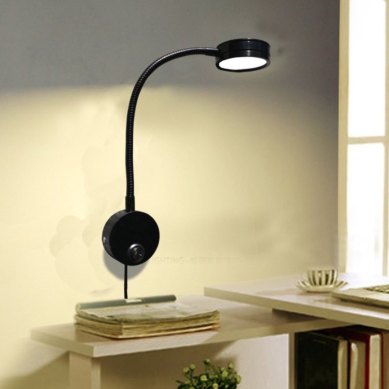 WeFoonLo 5W Wall Mounted Reading Light Flexible Gooseneck LED Sconce