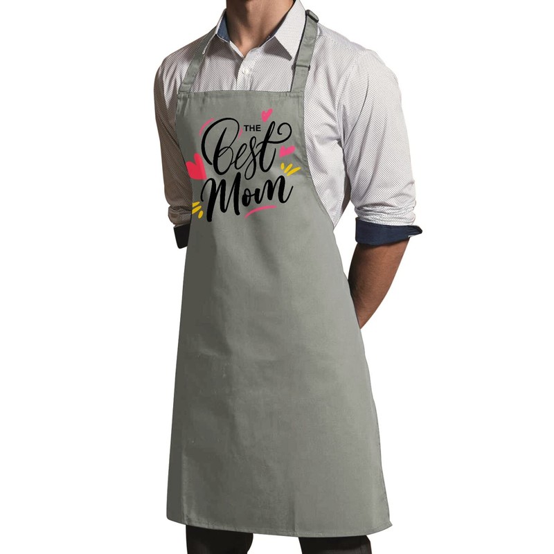 Fabulous Premium-Küchenschürze Grau Die beste Mutter Kalligraphie zum Muttertag