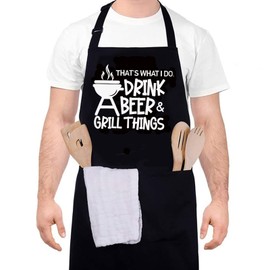 TRADFORE Funny Apron for Men -That's What I Do - BBQ Grilling Apron Men's Cooking Apron with 2 Pockets Water Resistant BBQ Kitchen Cooking Chef Apron Gifts for Dads, Husband, Boyfriend