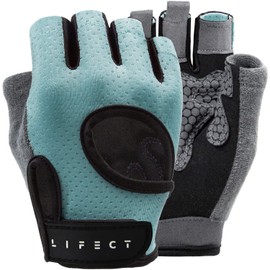 KANSOON Essential Breathable Workout Gloves, Weight Lifting Fingerless Gym Exercise Gloves with Curved Open Back, for Powerlifting, Women and Men (blue, Medium)