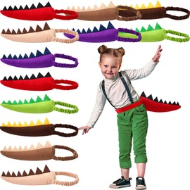 Libima 12 Pcs Dinosaur Costume Dinosaur Tail Set Dragon Theme Animal Tails for Girls Boys Adults Dress up Party Favors (Brown Series)
