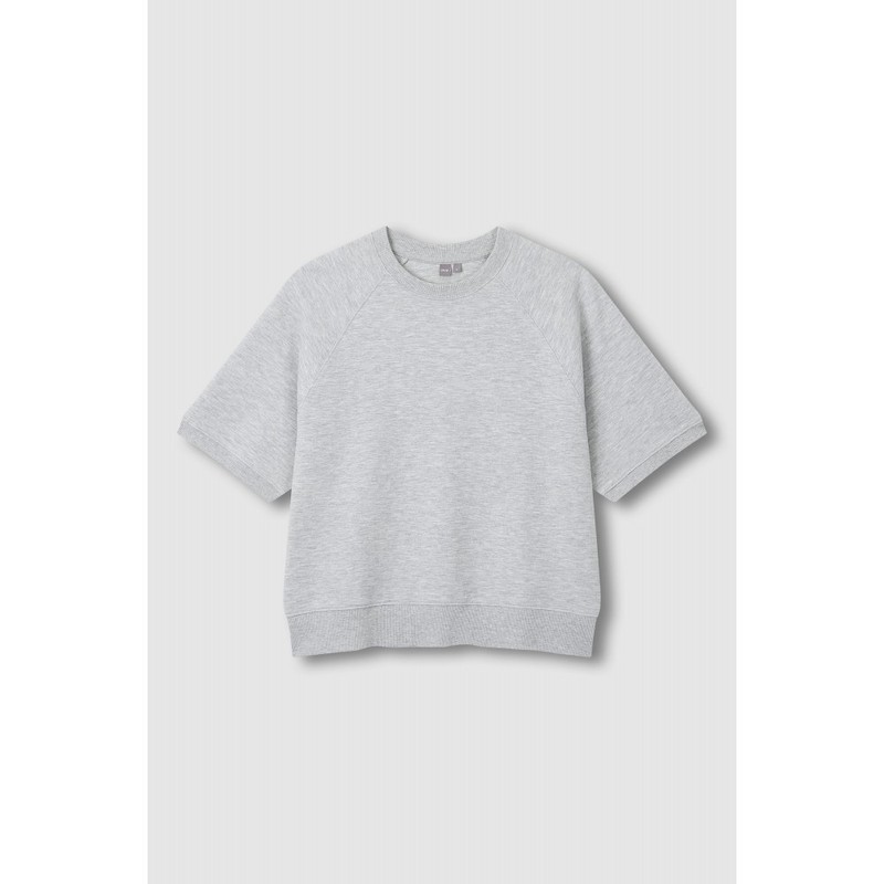 JAJU [JAJU/자주] Women's Sweat Short Sleeve Shirt_Melange Grey