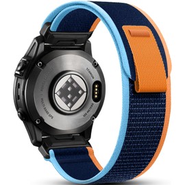 Ouwegaga Compatible with Garmin Fenix 5/Fenix 6/Fenix 7/Fenix 8 Band, 22mm Nylon Sport Watch Strap for Garmin Fenix E 47mm/Fenix 5 Plus/Fenix 6 7 Pro/Instinct 2 1/Instinct Tactical (Royal Blue Orange)
