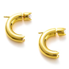 C.Paravano Half Open Hoop Earrings | Chunky Gold Earrings for Women | Womens Fine Earring | Dangle Earrings for Women | Statement Earrings