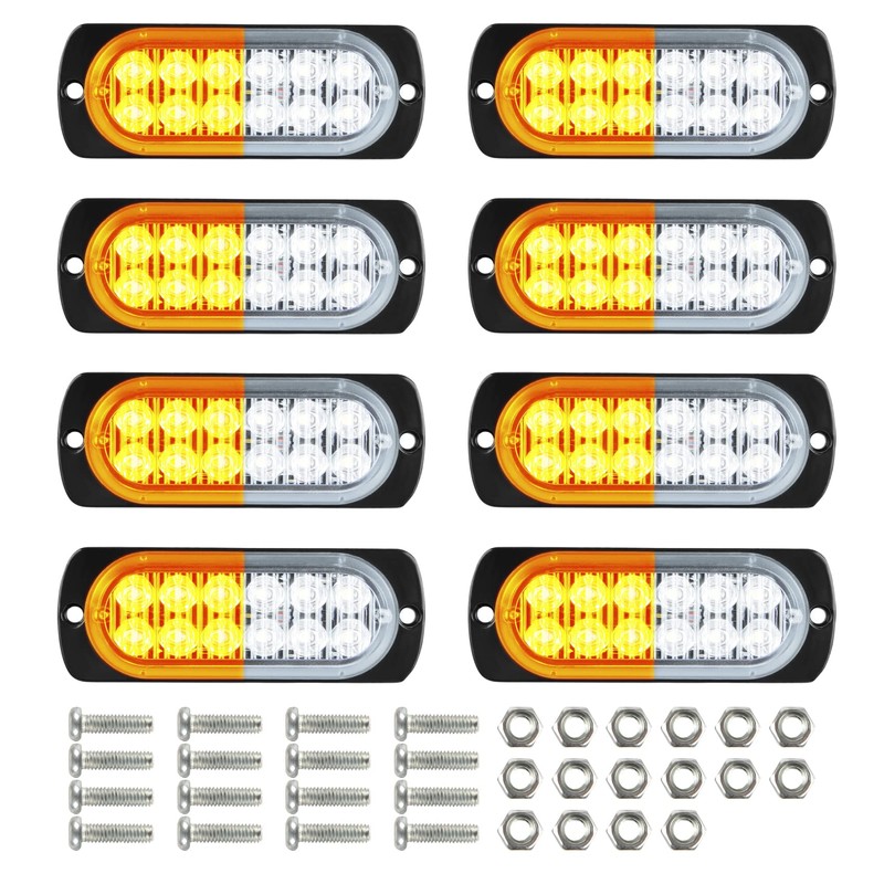 DOCAS LED Strobe Emergency Lights, 8X Amber White 12 LED
