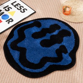 ELDONE Happy Face Alfombrilla de baño azul