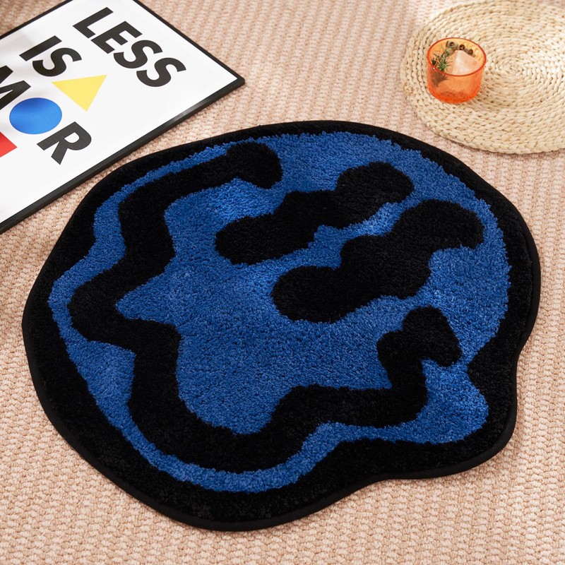ELDONE Happy Face Alfombrilla de baño azul