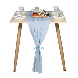 Namvo 70x300CM Wedding Chiffon Table Runners Fabric Table Overlay Long Table Runner for Banquet Decor Chiffon Runners for Party Voile Sheer Fabric Drapes, Baby Blue
