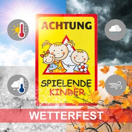 Sign 'Caution. Children Playing, Size: 20 X 30 CM Text in _ 110, Caution, Beware, Warning Sign of children, Slow Ride, Play Street