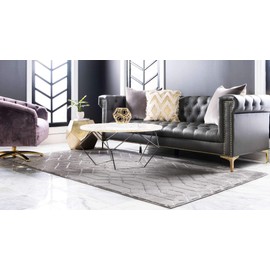 Unique Loom Marilyn Monroe Glam Collection Area Rug - Trellis (4' x 6' Rectangle, Gray Silver/ Silver)