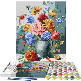 OSIMIG Paint by Numbers Kits, DIY Digital Canvas Acrylic Painting Adults, Paint by Numbers for Adults, Digital Painting, Paint by Number, Home Decorations, 40 x 50cm, Flower Pattern