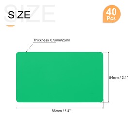 sourcing map 40 Pack Blank PVC Cards 20mil ID Blank Credit Cards Waterproof & Double Sided Printing for ID Badge Printer, Graphics Green