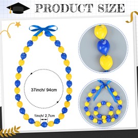Kigeli 1 Pack 37 Inches Hawaiian Graduation Kukui Nut Leis Adjustable Beads Necklace for Grad Party Accessories(Yellow,Blue)