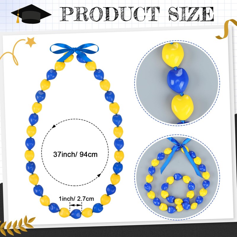 Kigeli 1 Pack 37 Inches Hawaiian Graduation Kukui Nut Leis