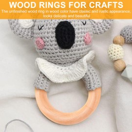 Aswalling 30 Pcs Natural Wood Rings 60mm Unfinished Macrame Wooden Ring Wood Circles for DIY Craft Ring Pendant Jewelry Making