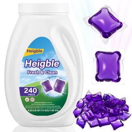 Heigble 240 Count Laundry Detergent Pods Bulk Laundry Detergent Soap Pacs Ultra Concentrated for Clean Clothes Stain Fighting Fresh Scent(Lavender Scent)