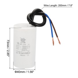 PATIKIL CBB60 18uf Running Capacitor,2Pcs AC 450V 2 Wires 50/60Hz Cylinder 72x40mm for Water Pumps, Washing Machines Motor Start
