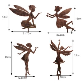 JJIW 4 Pcs Set Garden Ornaments Outdoor, Fairy Garden Accessories, Weatherproof Wrought Iron Decorations For Fairy Garden Decor, Figurine Also Suitable As A Gift, Decorations Outdoor