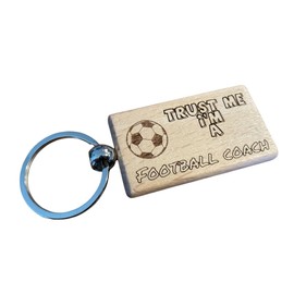 Ashton and Finch Football Coach Keyring Gift Wooden Laser Engraved Key Ring Keychain