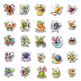 Pack 50 Pcs Insect Cute Animal Stickers for Water Bottles Funny Laptop Luggage Computer Scrapbooking Kids Teens Girls Boys Adults Aesthetic Waterproof Sticker Small Vinyl Decals