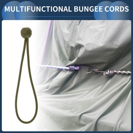 INFINAUTO Elastic Fixed Rope Ball Tent Cords 23cm Motorcycle Trailer Trucks Cargo Adjustable Bungee Cords with Metal Buckle Dark Green 1pc