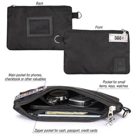 Promilart Ultimate Money & Essentials Organizer Bundle - Lockable Money Bag and Zippered Pocket Multipack Money Pouch (Black)