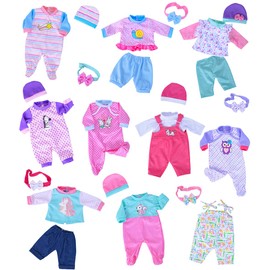 ebuddy 10 sets of accessories for cute doll clothing include hats and headbands for 43 cm / 17 inch newborn baby dolls