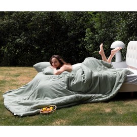 Yuexiu Full Size Comforter Set, 3 Pieces Bed in a Bag, Lightweight Solid Comforter Bed Set for All Seasons, Includes 1 Full Size Comforter (79"x90") and 2 Pillowcases (20"x26") (Green, 79"x90")