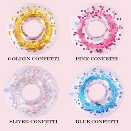 Sumind - 12 soportes inflables para bebidas con 1 mini bomba de aire, confeti, flotadores de piscina, posavasos flotantes inflables para fiestas en la piscina, regalos y decoración de agua divertidos