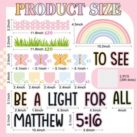 Janlaugh Spring Bulletin Board Decoration Christian BE A Light for All to See Rainbow Butterfly Cutouts Decor Set for Spring Sunday School Classroom Supplies