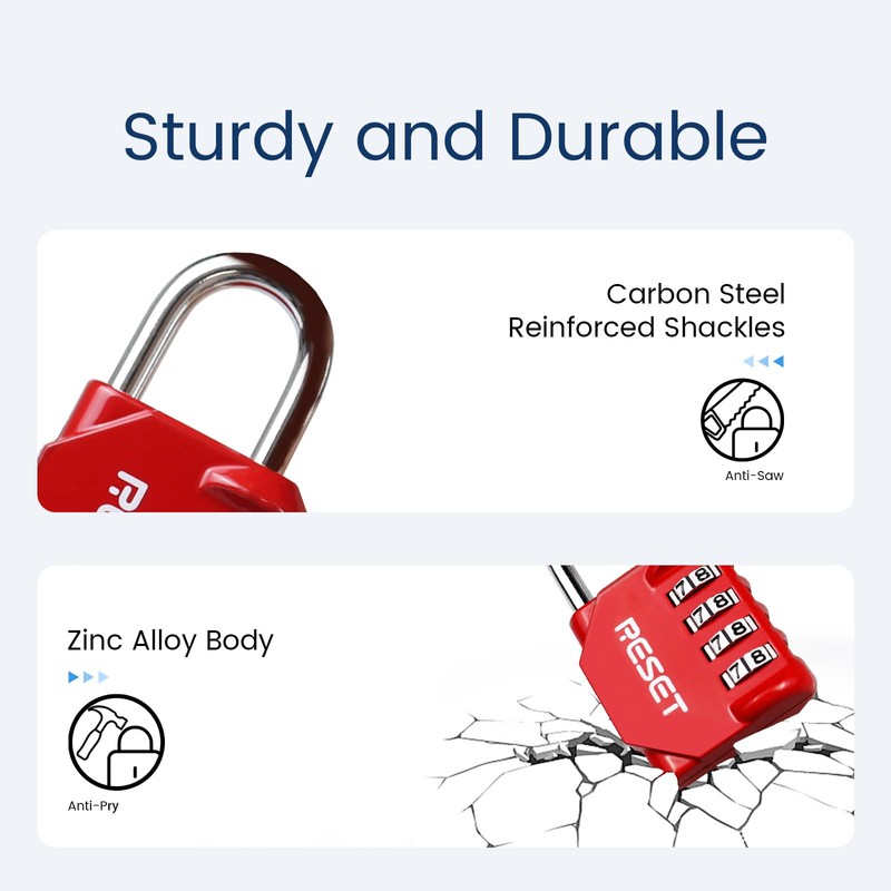 RESET-060 4 Digit Combination Padlock, Outdoor Lock, Indoor Padlock, Ideal