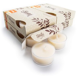 Cinnamon Vanilla Premium Tealight Candles Bulk Pack - Highly Scented with Natural Oils - 24 Beige Tea Lights - Beautiful Candlelight - Made in The USA - Bakery & Food Collection