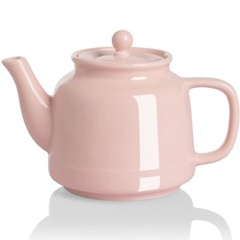 Sweejar 35 oz Porcelain Tea Pot, Teapot with Removable 18/8 Stainless Steel Infuser, Microwave & Dishwasher Safe Tea Maker, Tea Infuser Pots for Blooming loose Leaf Tea,Chrismas Women Gift (Pink)