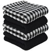 Towelogy® 4 Pack Kitchen Towel Set Monocheck Black 100% Cotton