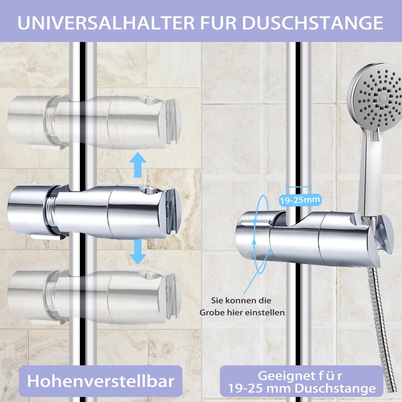 2-Pack Adjustable Shower Head Holder Replacement for Slide Bar Universal