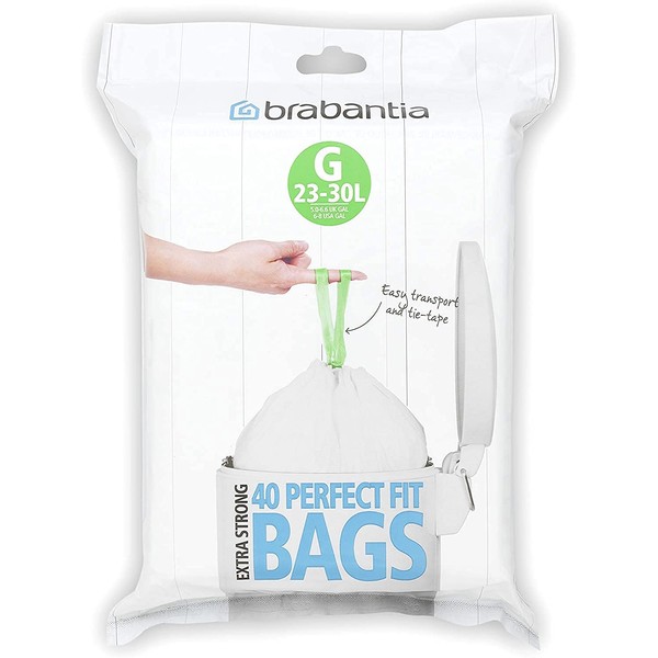 Brabantia Bin Liners, Size G, 23-30 L - 40 Bags - 2 pack