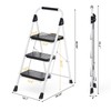 KINGRACK Sturdy Steel 3 Step Ladder, Folding Step Stool with