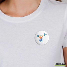 Huuraa Button Gewichtheber Powerlift bunte Silhouette Geschenk Größe 25mm Gewichtheber Geschenkidee
