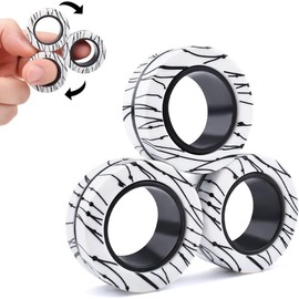 Cevioce 3 PCS Magnetic Rings Fidget Toys Set for Teens,ADHD Anxiety Magnetic Finger Spinner for Adults and Kids,Coolest Magnet Stress Relief Toy Birthdays Gifts for 8 9 10 11 12+ Year Old Boys Girls
