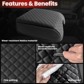 DS Center Console Cover Compatible With 2015-2020 Ford F150,2017-2022 F250 F350 F450,2018-2024 Expedition,Interior Accessories Leather Console Covers Armrest Box Protective Cover（Bucket Seat ONLY）