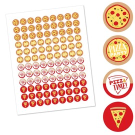 Big Dot of Happiness Pizza Party Time - Baby Shower or Birthday Party Round Candy Sticker Favors - Labels Fit Chocolate Candy (1 Sheet of 108)