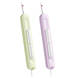 TECHPLUS 2 in 1 Needle Threader Seam Ripper - Hand Sewing Tool for Knitting, Quilting - Automatic Needle Threading Device for Sewing Crafting - for Elderly, Compact and Portable 2 Pack