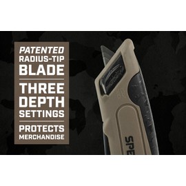 Spec Ops Tools Safety Knife Box Cutter, Includes Holster & Lanyard, 3% Donated to Veterans, black/tan