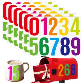 YINBEI 6 Sheets 4 Inch Mailbox Numbers Stickers Vinyl Decals,Self Adhesive Number Waterproof Large House Address Numbers for Outside Mailbox,Sign,Window,DIY Crafts,Door,Car,Home,Business(Multicolor)