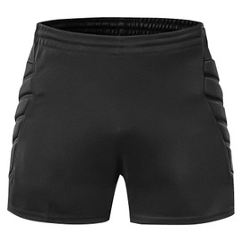 Linkidea Soccer Goalie Shorts, Padded Moisture Wicking Soccer Goalkeeper Shorts for Kids/Youth Use (Size S) Black