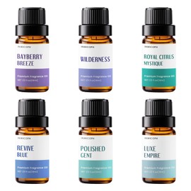 INWICOPH Fragrance Oil, Cologne Oils for Men, Aromatherapy Essential Oils Set for Candle & Soap Making (6x10ML) - Luxe Empire, Polished Gent, Bayberry Breeze Aromatherapy Oils for Men