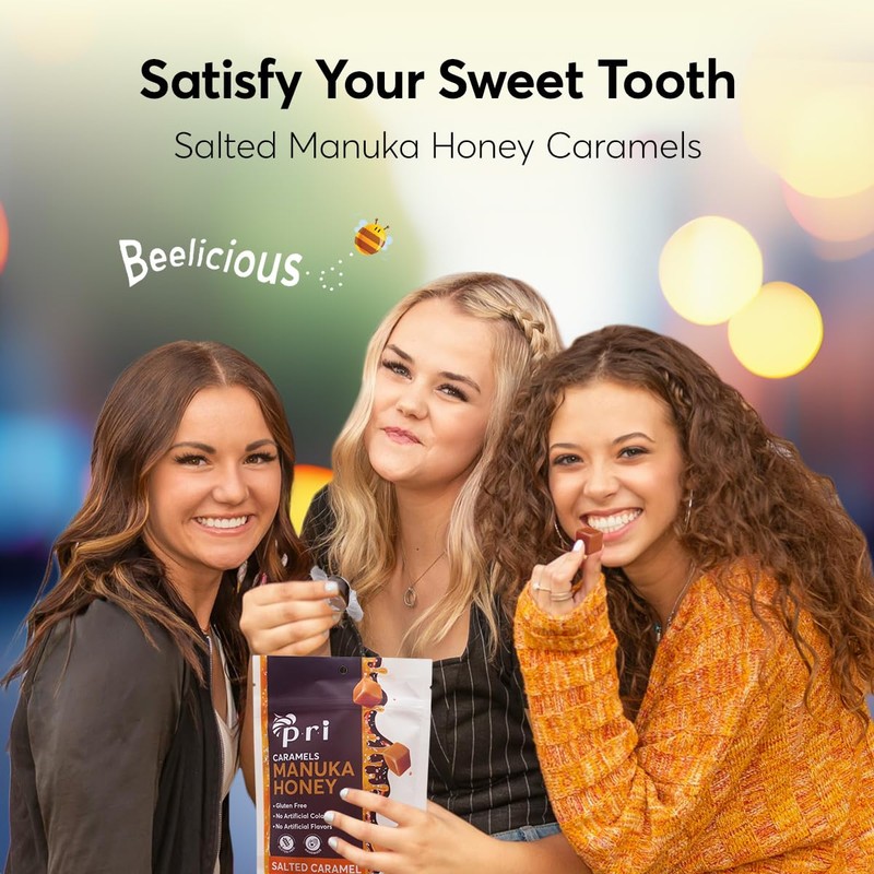 P.R.I Manuka Honey Salted Caramels, Sweet and Chewy All Natural