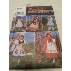 Simplicity 8234 Toddler Girls Nursery Rhymn Characters Costume Pattern Size 3 to 6, Riding Hood, Bo Peep, Dutch Girl, Betty Ross, Alice
