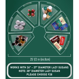 JEISSLIA Lazy Susan Cabinet Organizer Bins for 26"/ 28"/ 32" Diameter Corner Organizer, Plastic Cabinet Storage Bin, 1/8 Wedge - Food Safe, BPA Free, with Non-Slip Pads (for 26" Diameter, 6 Pack)