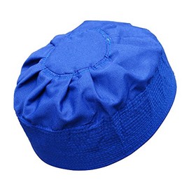 TheKufi Royal Blue Cotton-Blend Pleated Top 3.5in Tall Fabric Kufi Prayer Cap Beanie (XS)